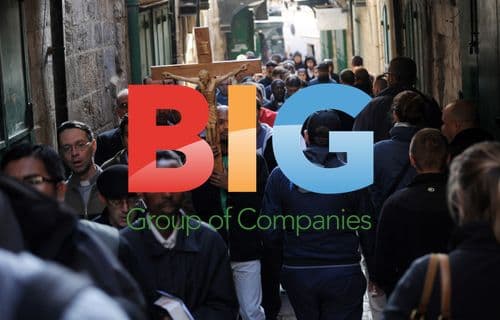Religious Tourists on Via Dolorosa, Jerusalem