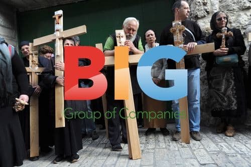 Religious Tourists on Via Dolorosa in Jerusalem