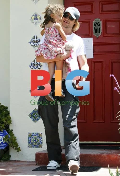 Gabriel Aubry picks up daughter Nahla from school