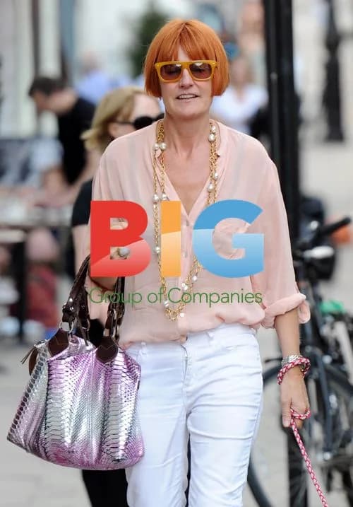 Mary Portas out with dog and friend