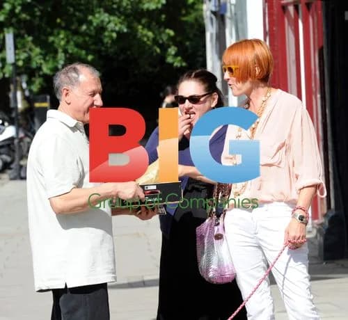 Mary Portas out with dog and friend