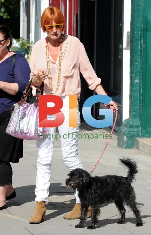 Mary Portas Walks Dog in Park