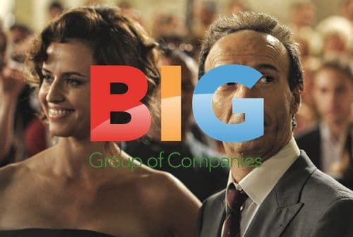 Roberto Benigni and Marta Zoffoli on Woody Allen film set