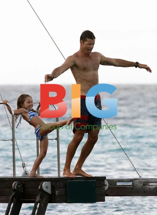 David Charvet and Family on Beach in St. Barths
