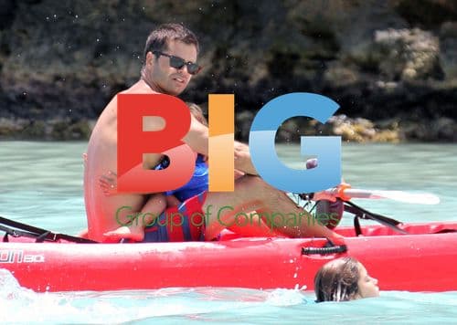 David Charvet and Kids on Beach in St. Barths