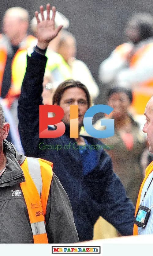 Brad Pitt on the set of World War Z