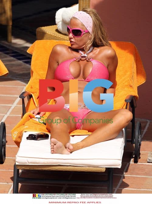 Katie Price Relaxes Poolside in Spain
