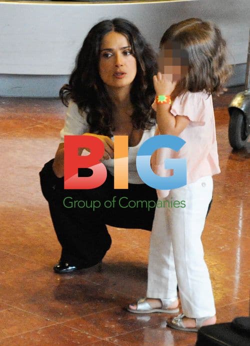 Salma Hayek and family at Paris airport