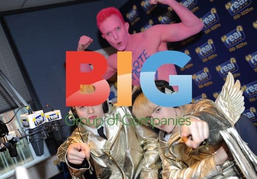 Jedward visits Real Radio NorthEast, meets fan