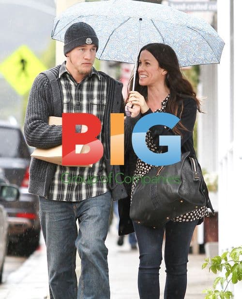 Alanis Morissette and husband at Brentwood Country Mart