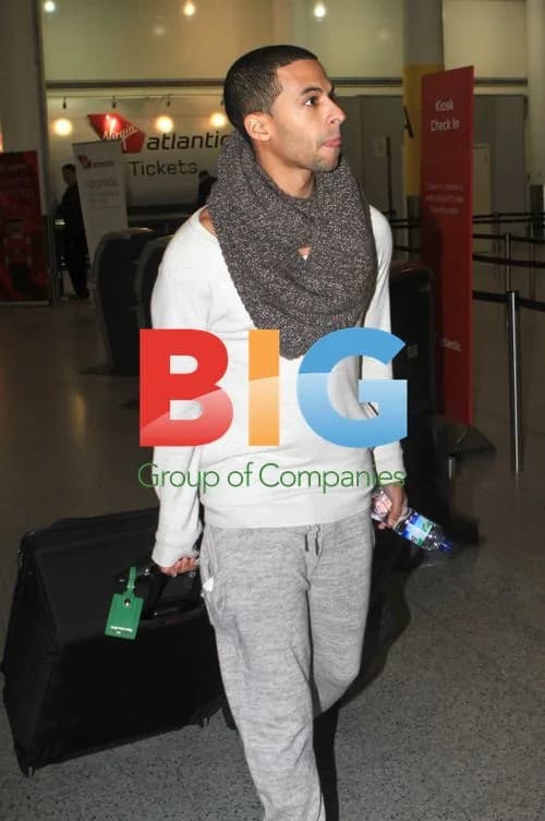 JLS singer Marvin Humes at Gatwick airport