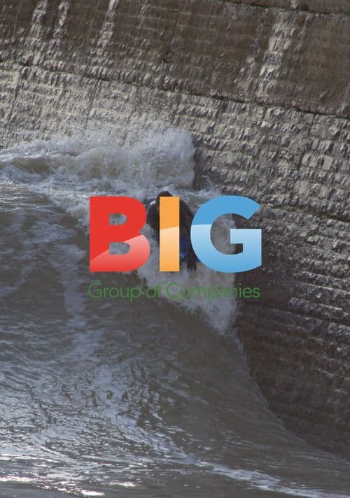 Surfer Rides Waves Near Wall