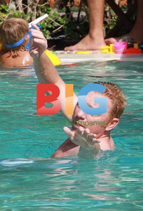 Boris Becker and Family at the Pool