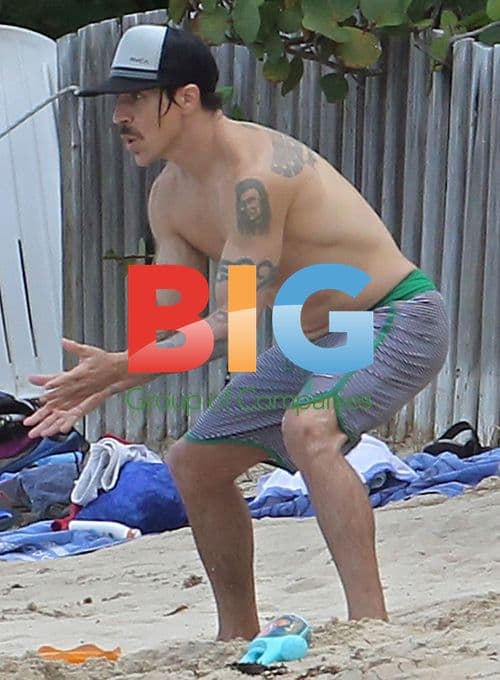 Anthony Kiedis and Son at Beach in St. Barths