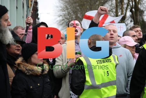 Far Right Group March in Luton, UK