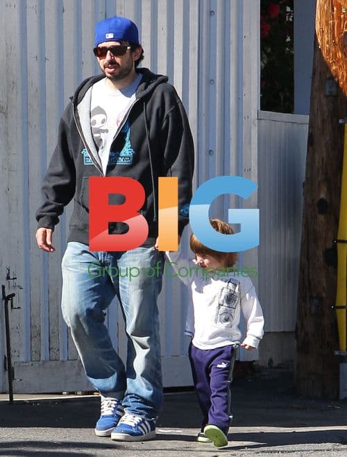 Jordan Bratman and son Max shopping