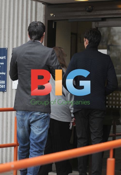 Jack Tweed, Mark Wright and Lewis Tweed at Court