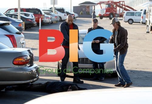 LL Cool J, Chris O'Donnell and Daniela Ruah on NCIS set