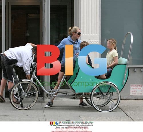 Kate Winslet Arrives on Tricycle with Kids