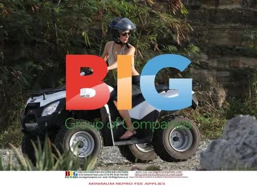 Simon Cowell and Mezhgan Hussainy on Quad Bikes