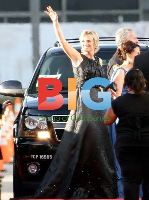 Jane Lynch, Lea Michele and Cory Monteith at Golden Globes