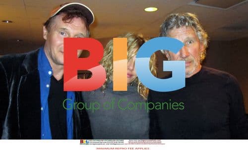 Liam Neeson and Kasia Wolejnio Backstage with Roger Waters