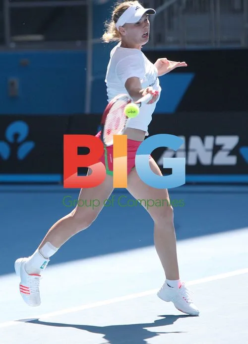 Caroline Wozniaki training at Australian Open