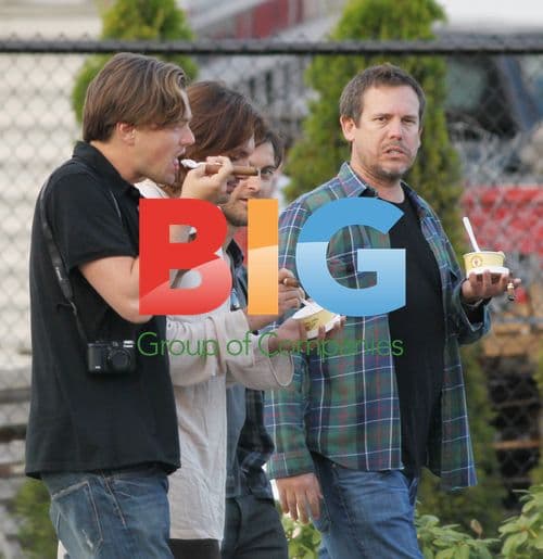 Leo DiCaprio and Tobey Maguire on Set in Vancouver
