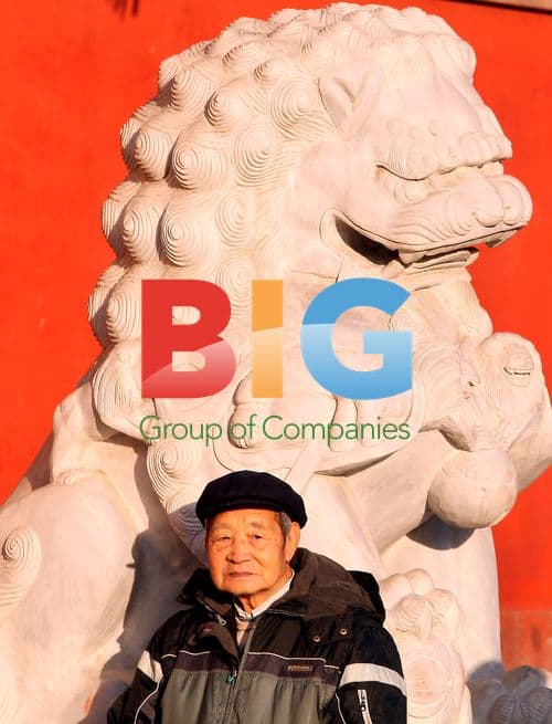 Man sits in front of Beijing temple