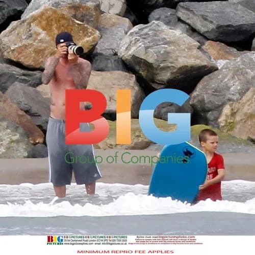 David Beckham with Sons at Beach