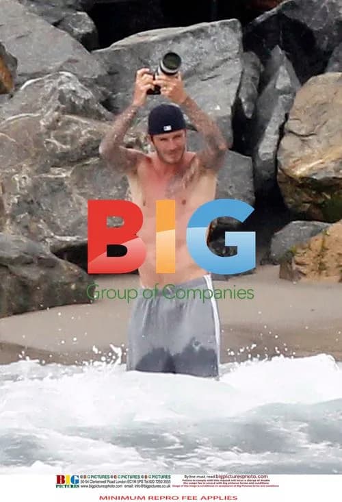 David Beckham with His Sons at the Beach