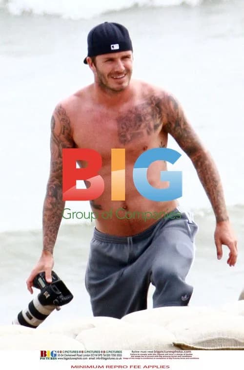 David Beckham with sons at beach