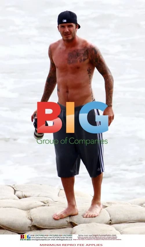 David Beckham with Kids at Beach