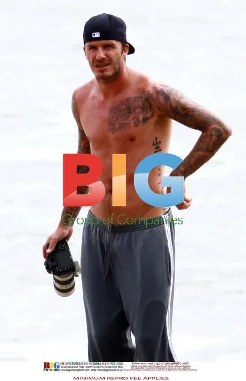 David Beckham with sons at beach