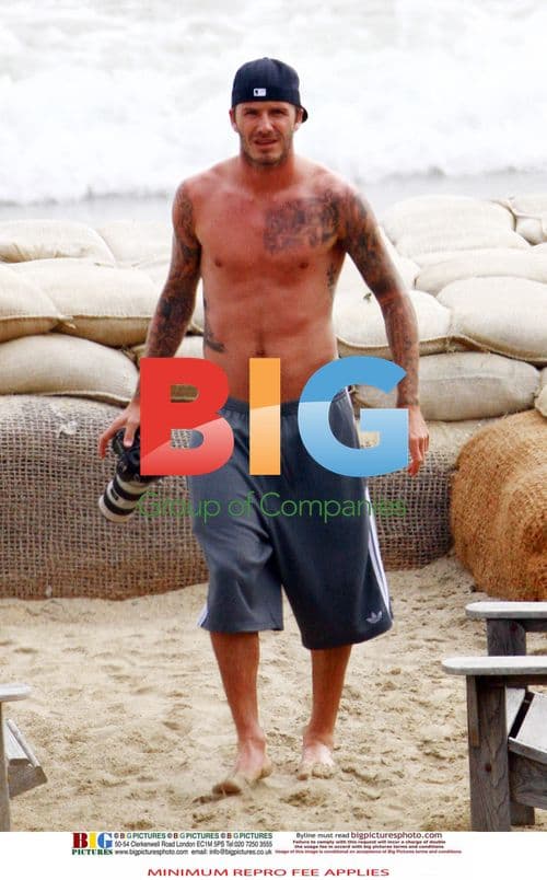 David Beckham with sons at the beach