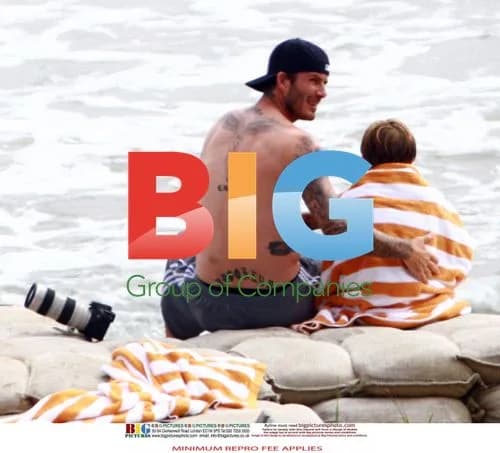 David Beckham with Family at Beach