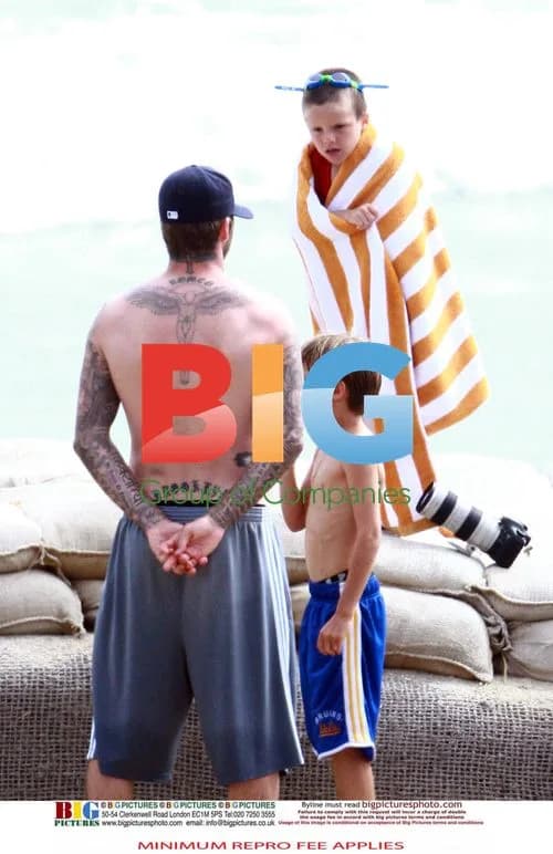 David Beckham with Sons at Beach