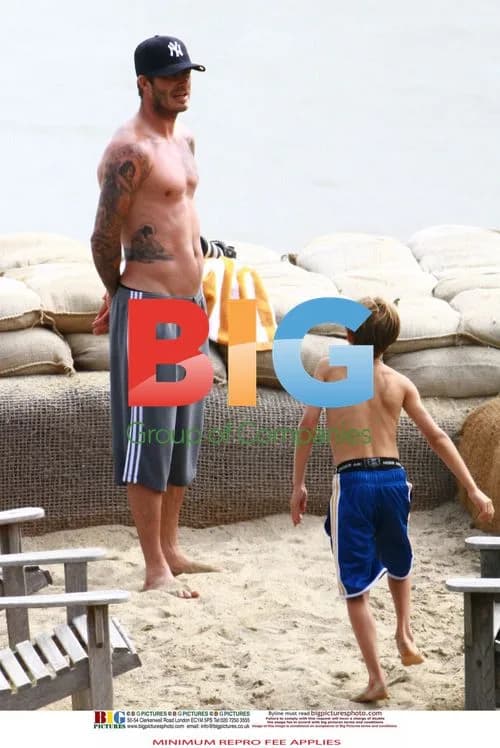 David Beckham and kids at the beach