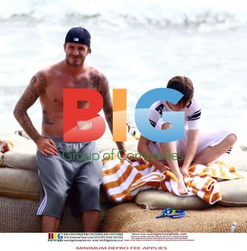 David Beckham and Sons at the Beach