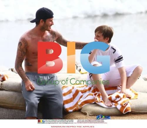 David Beckham with Sons at the Beach