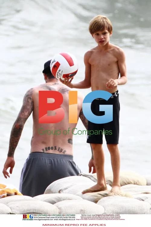 David Beckham with Sons at Beach