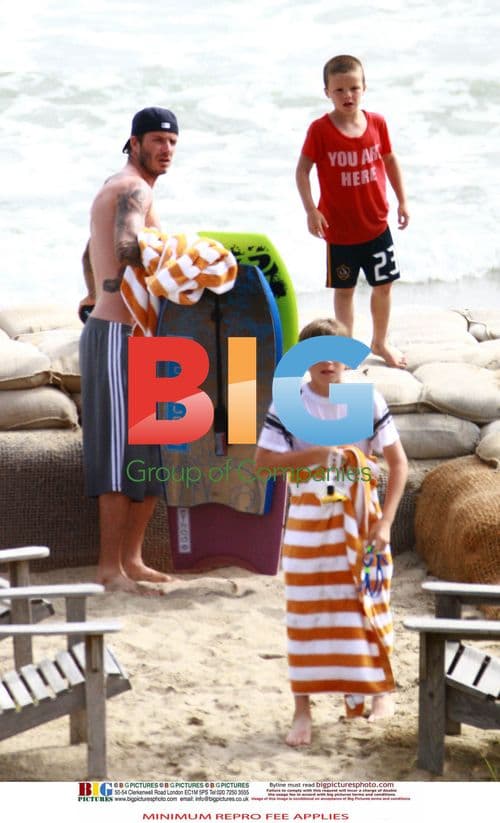 David Beckham and Sons at the Beach