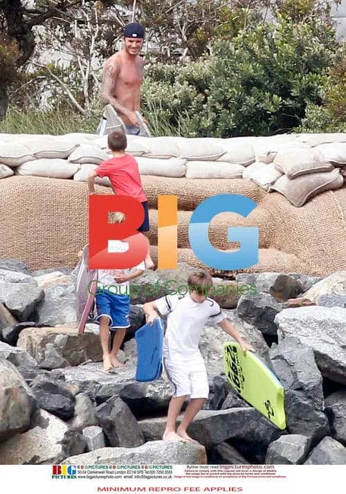 David Beckham with Sons at Beach