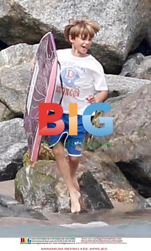 David Beckham with Sons at Beach