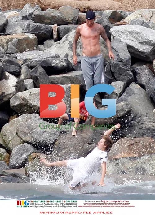 David Beckham with Sons at Beach