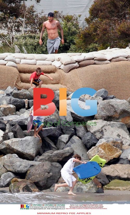 David Beckham Bonds with Sons at Beach