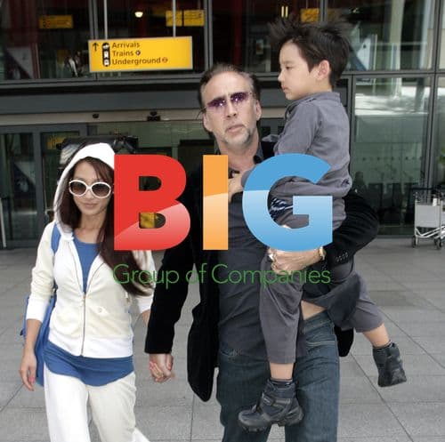Nicholas Cage and Family Arrive at Heathrow
