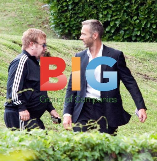 Elton John arrives via helicopter in Italy