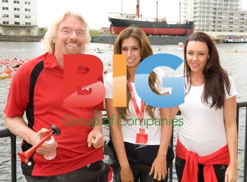 Sir Richard Branson with Michelle Heaton and Stacey Solomon
