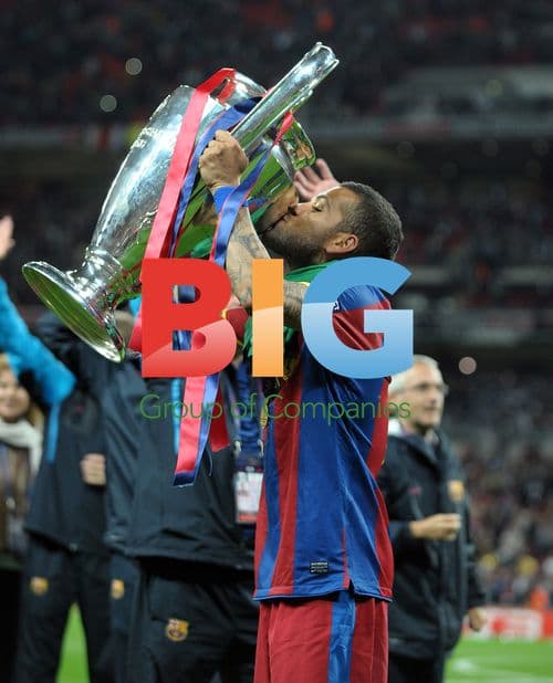 Daniel Alves Celebrates UEFA Champions League Victory